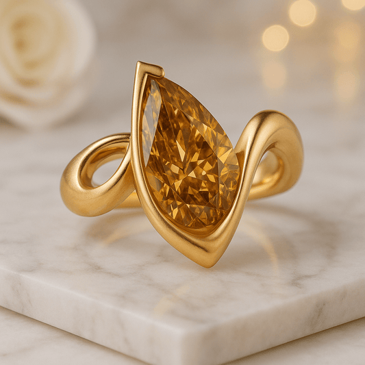 Pear Cut  Lab Grown Diamond Curved Proposal Ring