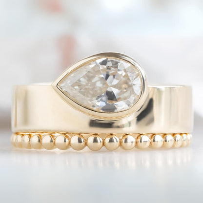 Pear Cut Lab Grown Diamond Wedding Band Ring