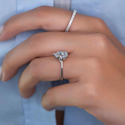 Pear Cut Moissanite Ring Wedding Band For Her