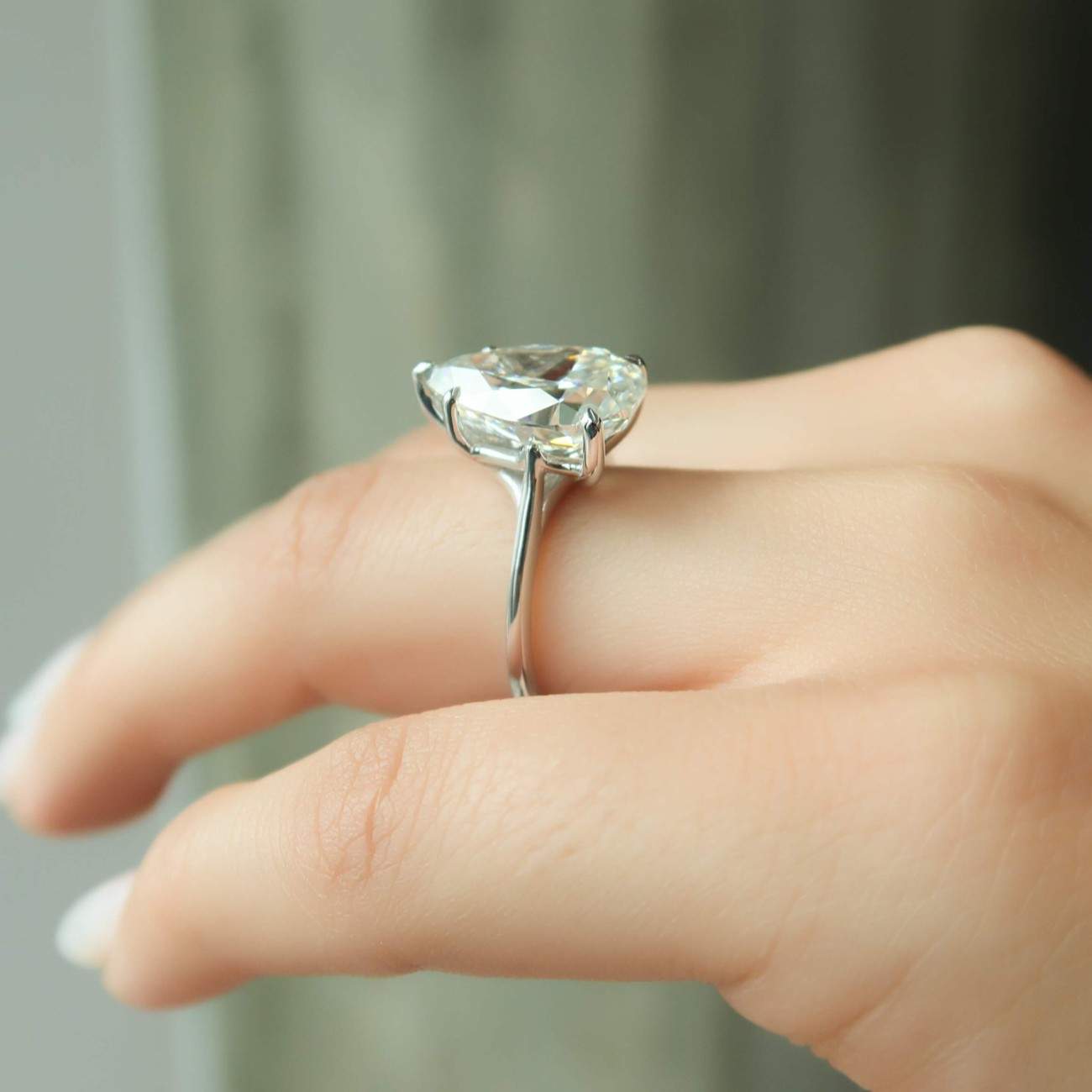 Pear Cut Solitaire Labgrown Diamond Engagement Ring For Her