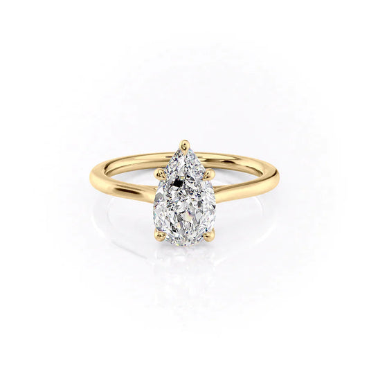 Pear Cut Solitaire Labgrown Diamond Engagement Ring For Mom