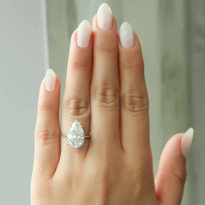 Pear Cut Solitaire Labgrown Diamond Engagement Ring For Mother