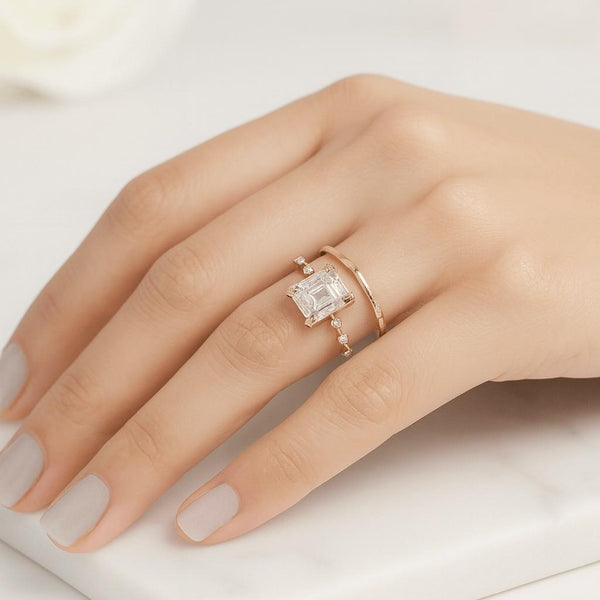 Pear Engagement Ring Art Deco Band in 14k18k White Gold Pear Shape Engagement Ring Pear Cut Ring Rose Gold Pear Moissanite Engagement Ring