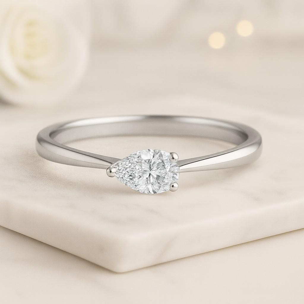 Pear Five Stone Band 14K Gold Half Eternity Matching Womens Band