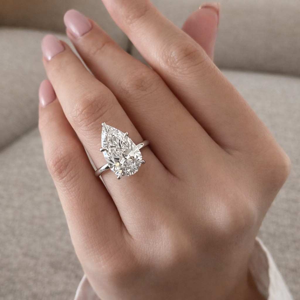 Pear Shaped Solitaire Diamond Ring
