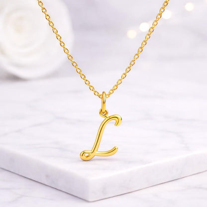 Personalized Cursive Letter Charm Necklace, Dainty Custom Letter Charm