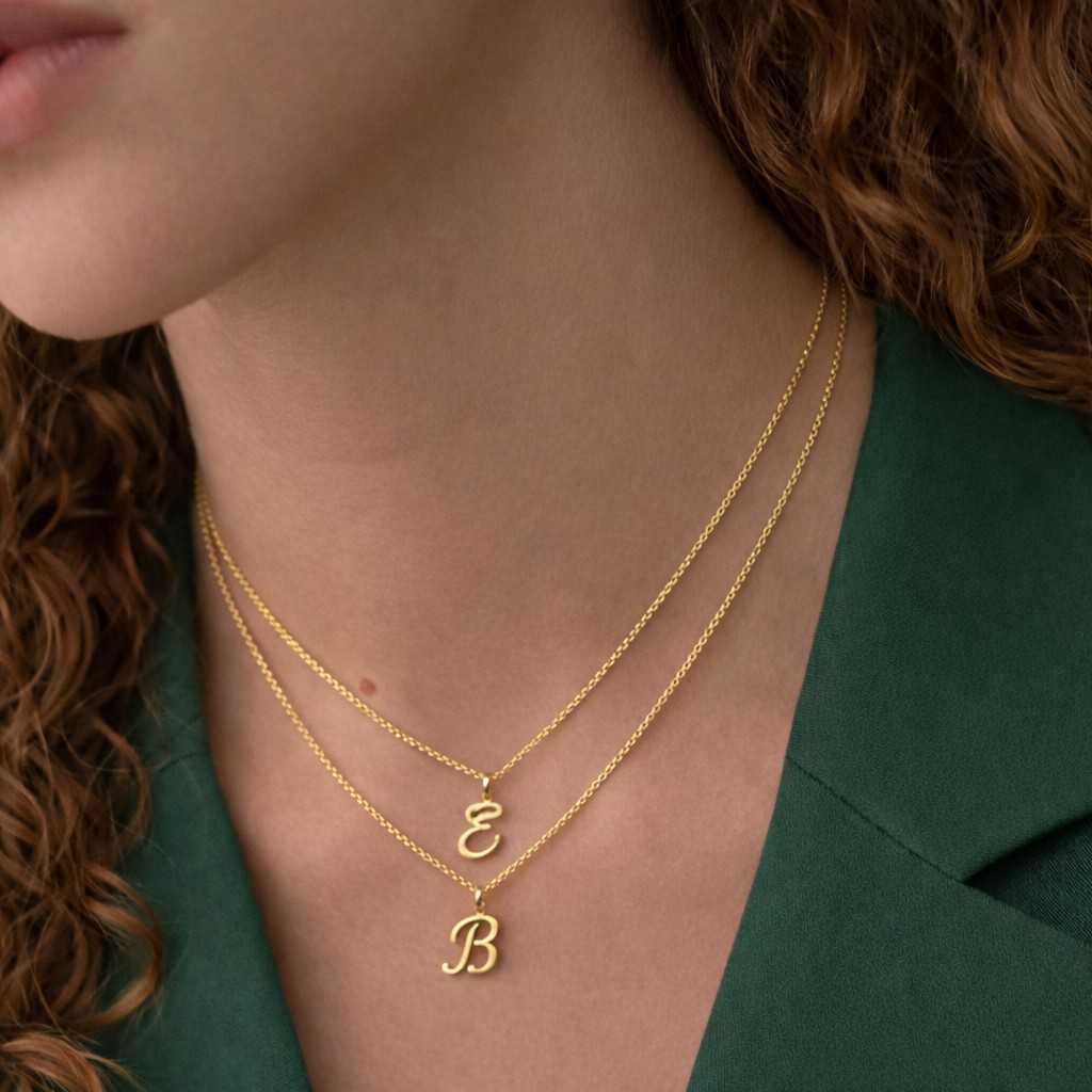 personalized script initial necklace for her