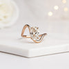14k Solid Gold Oval Diamond Wave Ring