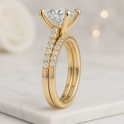 Princess Cut Lab Grown Diamond Accent Halo Ring Hand Made Diamond Bridal Ring