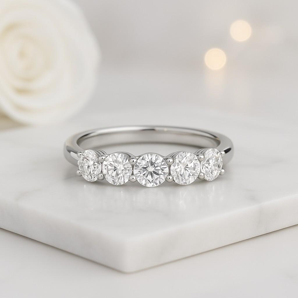 2ct colorless radiant moissanite three stone engagement ring, past present future 3 stone emerald wedding anniversary ring in 14k white gold
