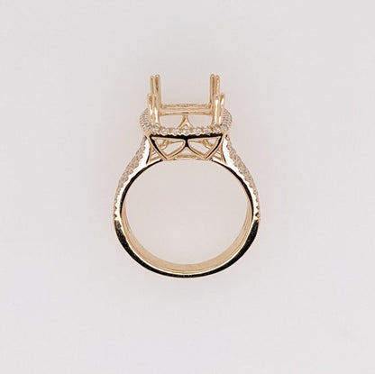  Prong Cushion Shape Ring, Pave Engagement Ring