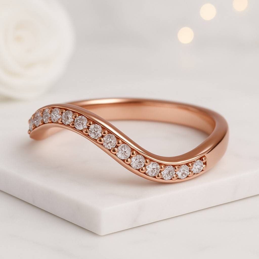 Prong Set Delicate Ring For Bridesmaid Gift Round Diamond Wave Ring