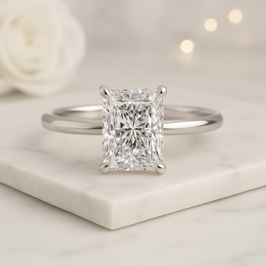 Radiant Cut Diamond Solitaire Engagement Ring Elsa by Sevgi Jewelry