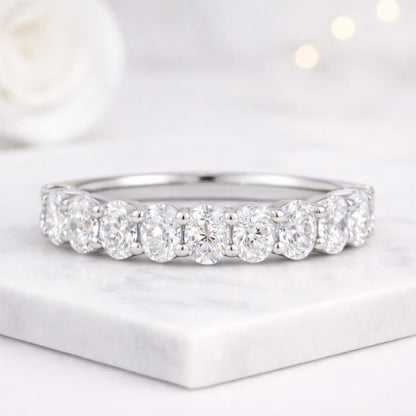 Radiant Cut Lab Grown Diamond Eternity Ring 14K Gold, Bezel Set Wedding Ring, Stackable Bridal Anniversary Jewelry
