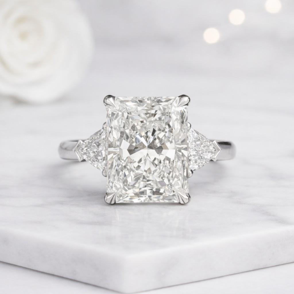 radiant and trillions trilogy engagement ring
