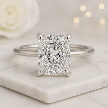 Radiant cut Moissanite Engagement Ring 14K Rose Gold Wedding Ring