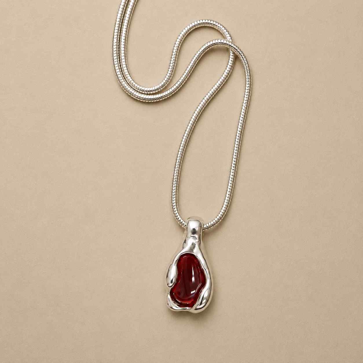 Red Garnet Necklace, January Birthstone Necklace, 9K,14K,18K,Solid Gold
