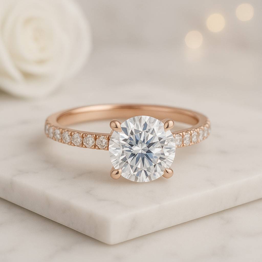 Ring For Women Handmade Ring Anniversary Gift Round Brilliant Cut Lab Grown Diamond Engagement Ring