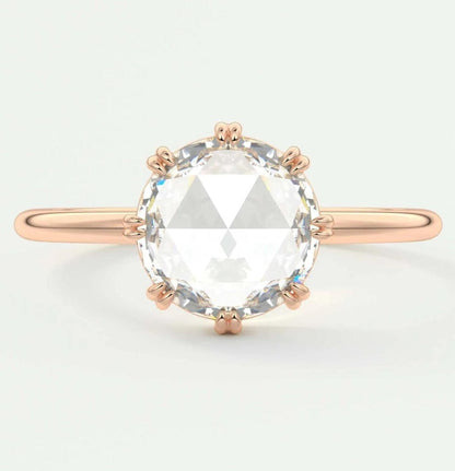 Rose-Cut Diamond Ring, Conflict Free Ethically Sourced Rose Gold