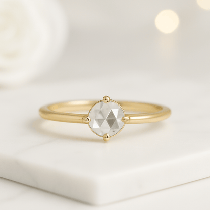 Rose Cut Moissanite Half Eternity Wedding Band