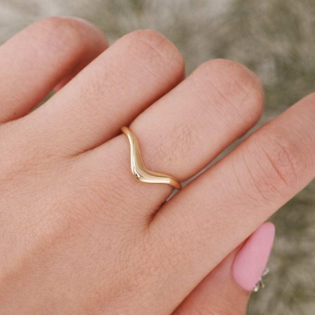 rose gold band yellow gold band v band wedding jewelry gift