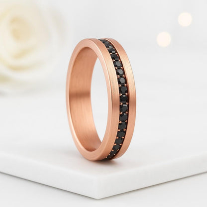 Rose Gold Black Diamond Full Eternity Mens Band For Mens