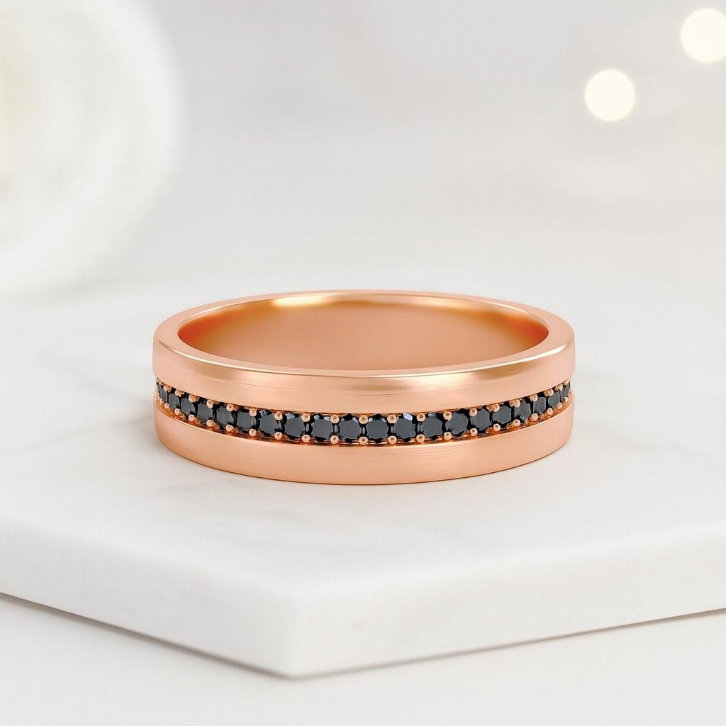 rose gold black diamond full eternity mens band for mens gift