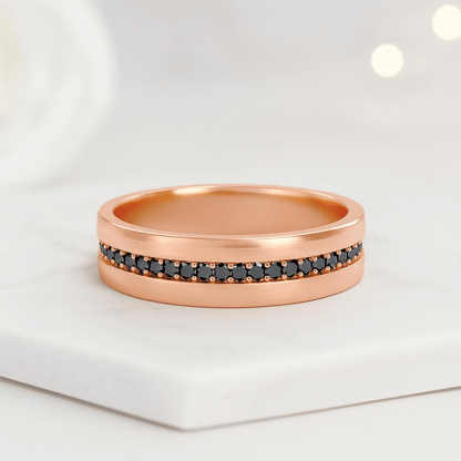 Round Black Diamond Band