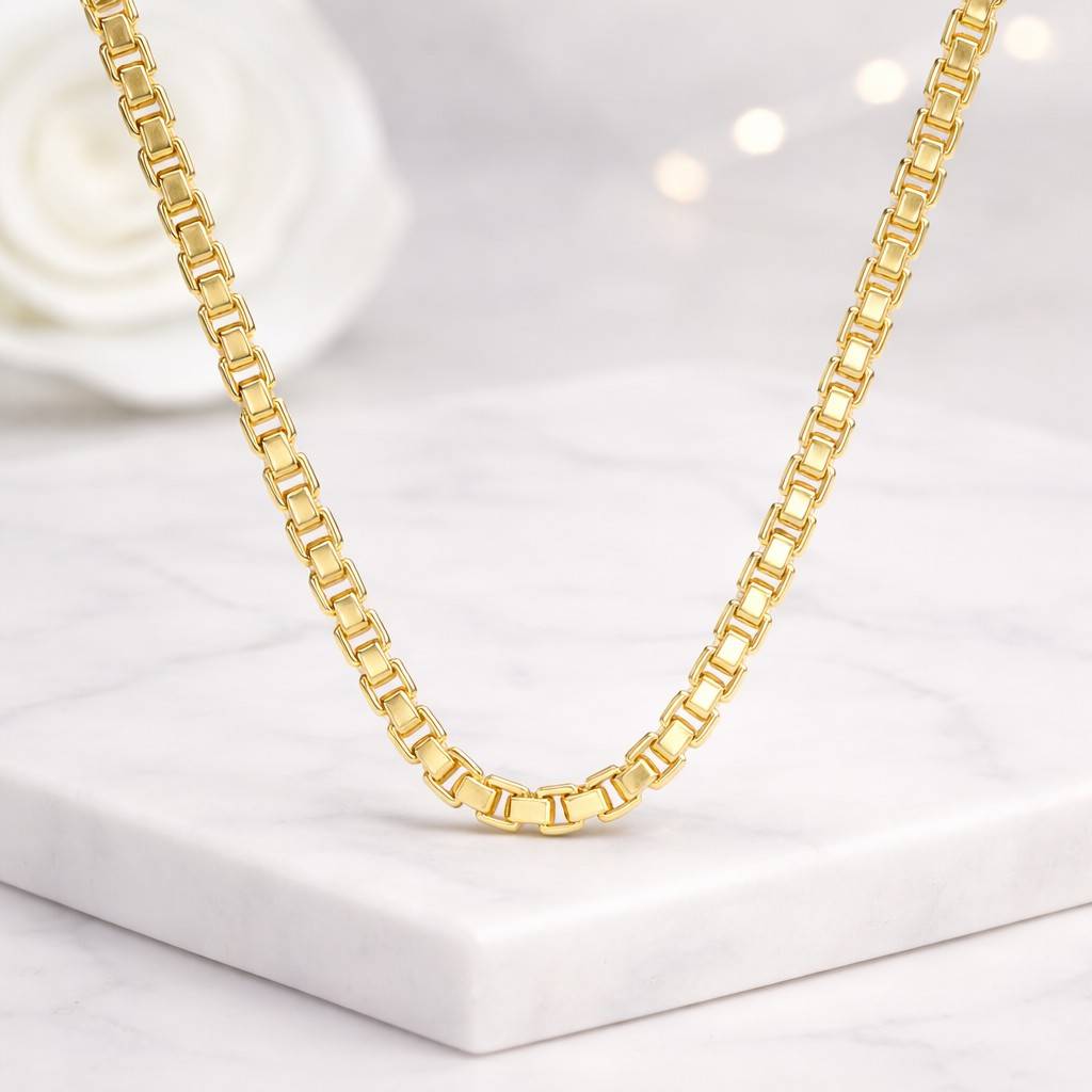 round box chain necklace gold dainty box chain necklace handmade jewelry