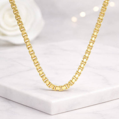 Round Box Chain Necklace Gold Dainty Box Chain Necklace Handmade Jewelry