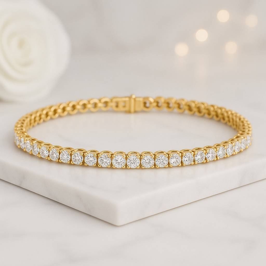 Round Brilliant Cut Lab Grown Diamond Tennis Bracelet