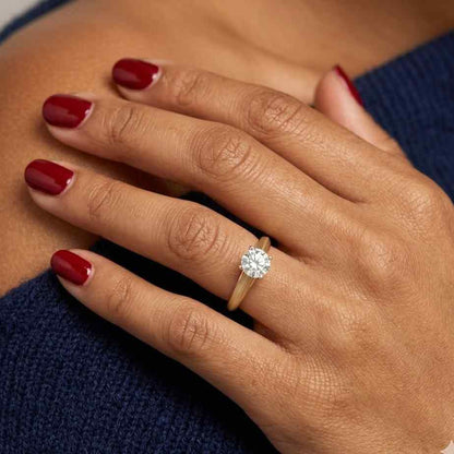 Round Brilliant Lab Grown Diamond Ring, IGI Certified Solitaire Engagement Ring, E VVS2

