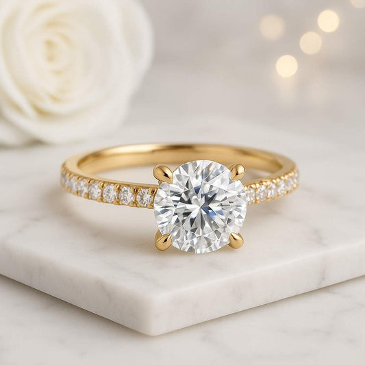 Round Cut Diamond Anniversary Ring Genuine Lab Grown Diamond Ring