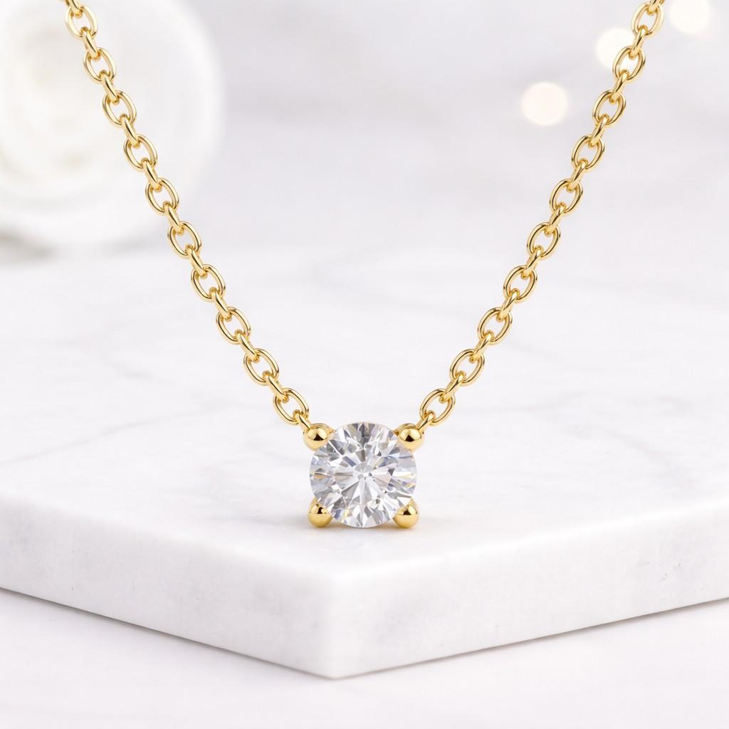 round cut eco friendly diamond solitaire necklace