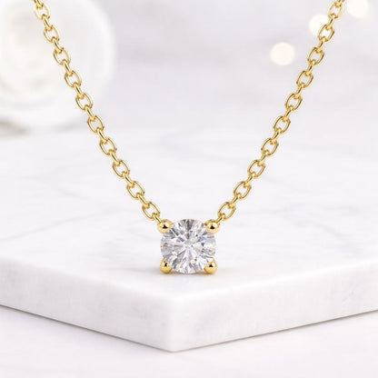 Round Cut Eco Friendly Diamond Solitaire Necklace