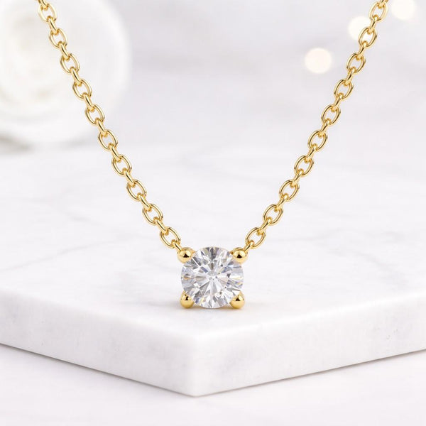 Round Cut Eco Friendly Diamond Solitaire Necklace