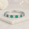 Emerald Round Gemstone Wedding Band for Her