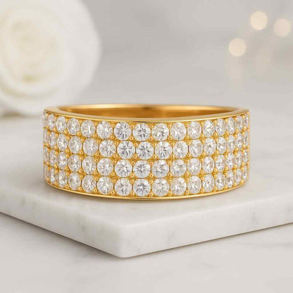 Round Cut Lab Diamond Double Domed Ring Pave Set Conflict Free Diamond Ring