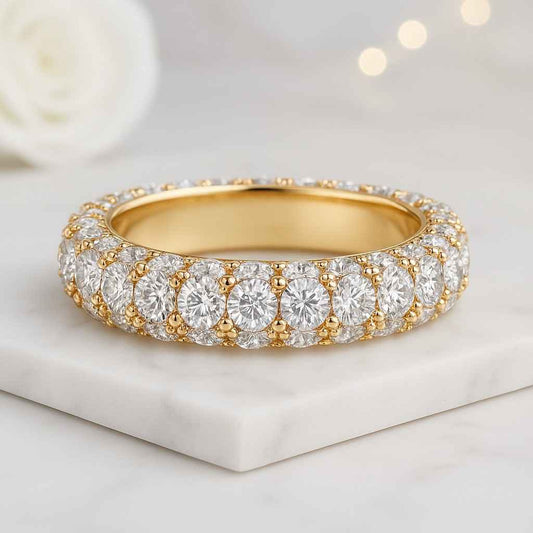 Round Cut Lab Diamond Eternity Band Ring Sterling Silver Wedding Jewelry