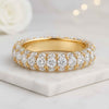 Three Side Pave Set Round Cut Moissanite Diamond Band