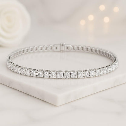 Round Cut Lab Diamond Tennis Bracelet CVD Diamond Bridal Bracelet