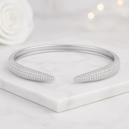 Round Cut Moissanite Engagement Bangle Matching Diamond Open Cuff Bangle