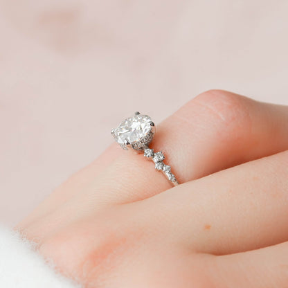  Round Cut Moissanite Engagement Ring, IGI Lab-Grown Diamond Wedding Ring, Unique Moissanite Cluster Ring