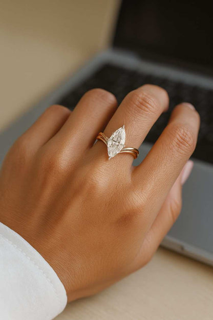 Round Cut Moissanite Leaf Ring Solitaire Ring Vintage Moissanite Engagement Ring Twig And Leaf Ring Art Deco Silver Ring Anniversary Gifts
