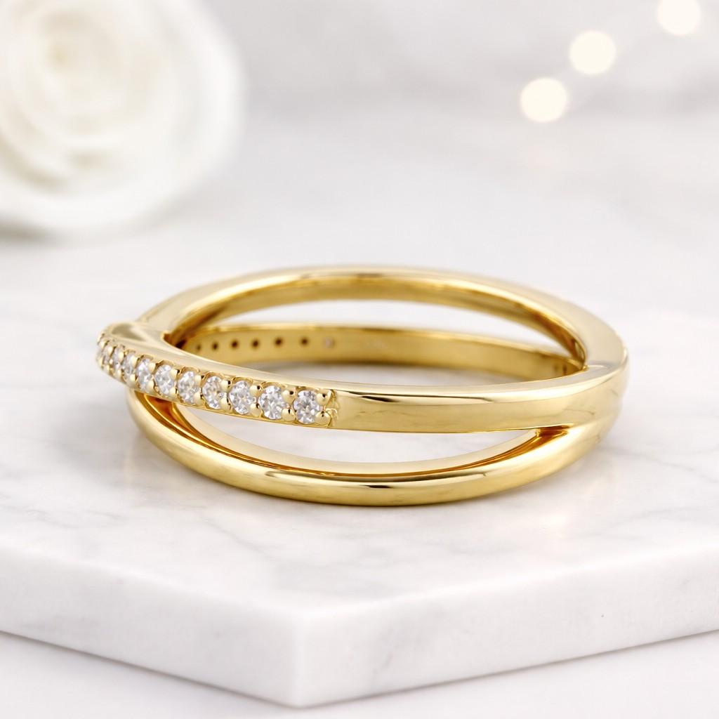 Round Diamond Criss Cross Band Lab Grown Diamond  Band