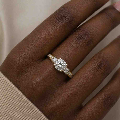 Round Diamond Engagement Ring Lab Grown Diamond Ring Solitaire Engagement Diamond Ring 14K Solid Gold Round Diamond Promise Gift Ring.
