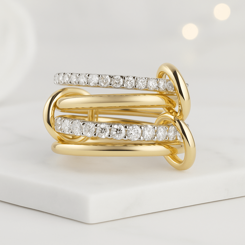Round Diamond Linked Ring