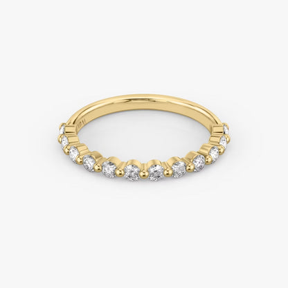 Round Diamond Single Shared Prong Half Eternity Band