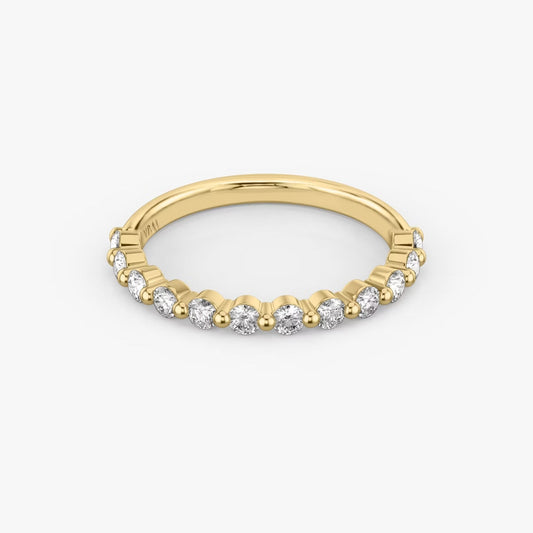 Round Diamond Single Shared Prong Half Eternity Band