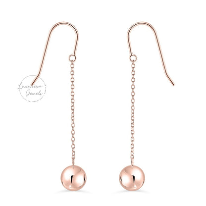 Round Gold Ball Drop Dangle Earrings